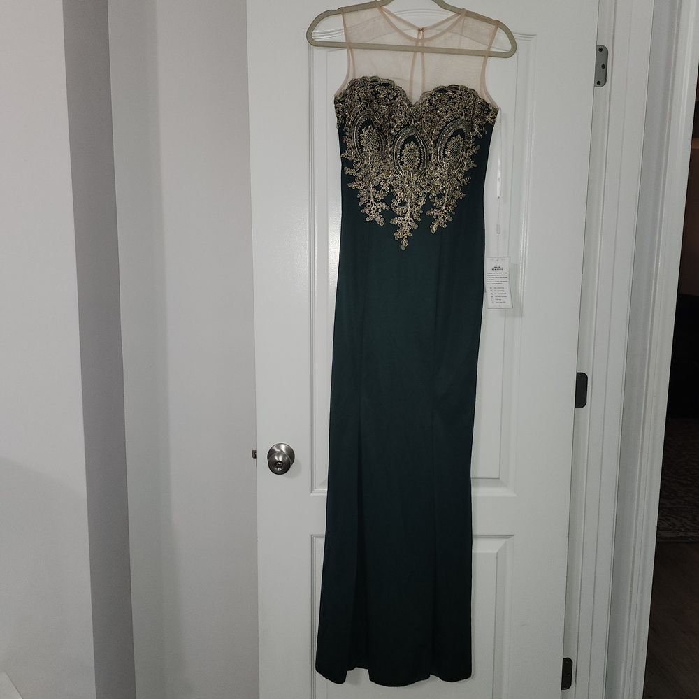 Strapless Dress with Gold Embroidery